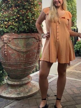 Lizard Thicket Orange Button-Front Romper